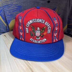 Vintage Mesh Snapback Trucker Hat Cap NCOA Non Commissioned Officers Assoc